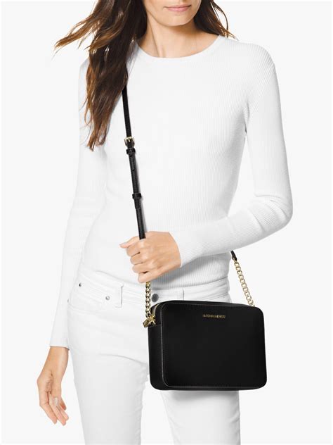 michael kors jet set crossbody black|Michael Kors jet set saffiano.